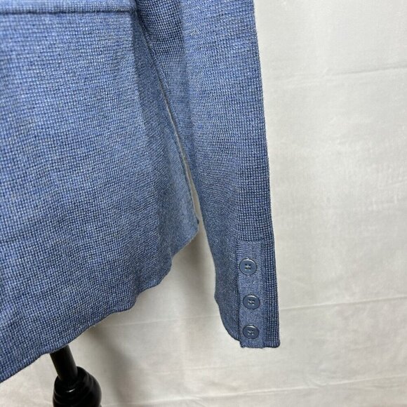 Talbots Womens Sweater Blazer Size L 100% Pure Merino Wool Blue - Picture 11 of 11